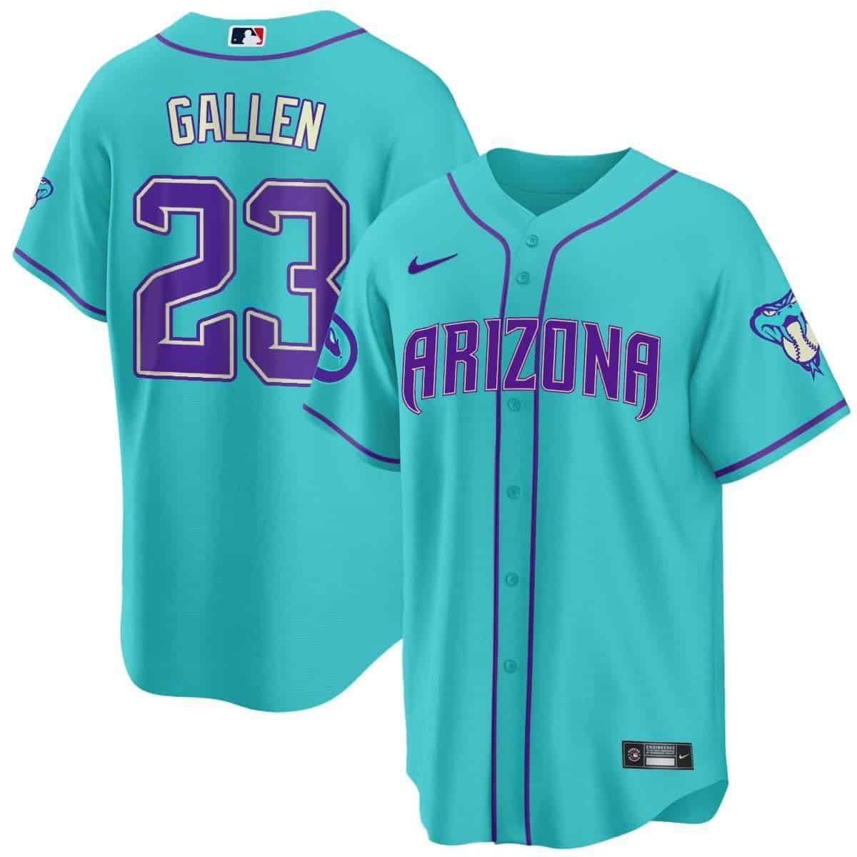 Men Arizona Diamondback #23 Gallen Light Blue Nike 2024 Teal Purple MLB Jersey->arizona diamondback->MLB Jersey